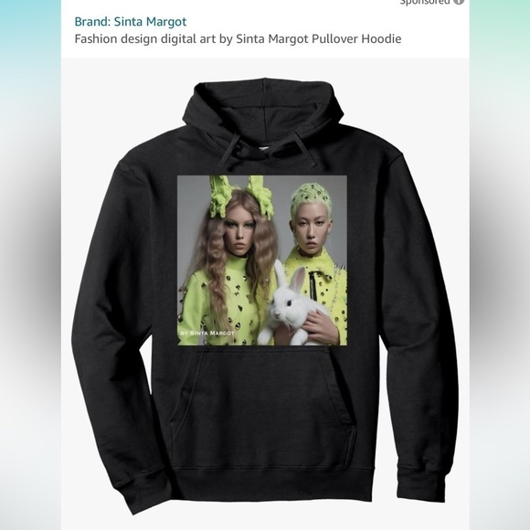 HANDCRAFTED Hooded sweat-shirt black with digital art works My personal designs - Picture 6 of 6